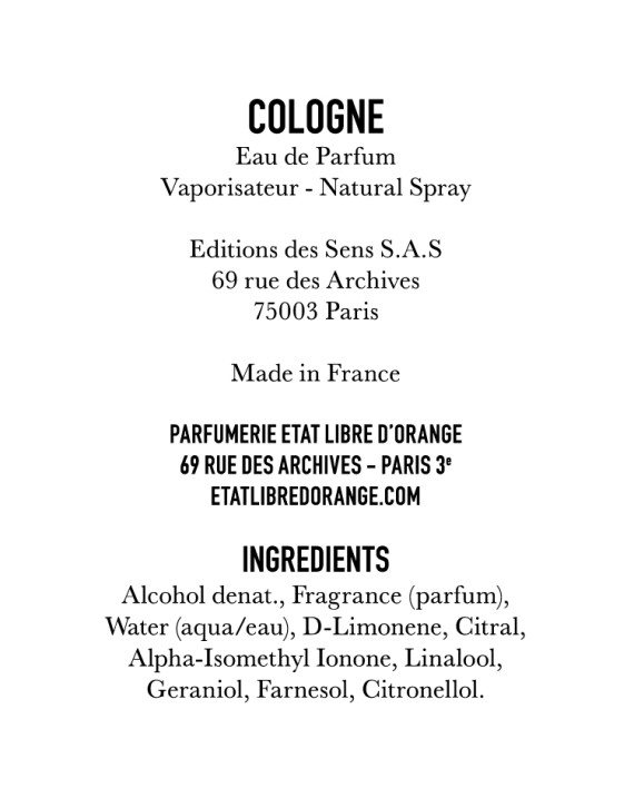 COL – Ingredient list