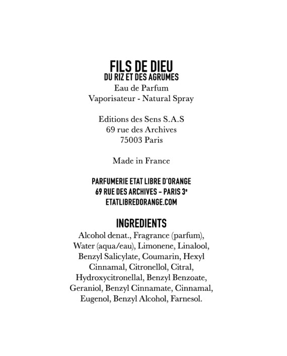 FDD – Ingredient list