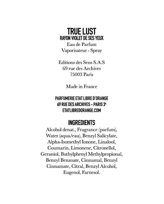 TRL – Ingredient list