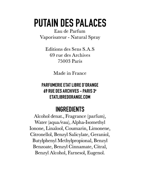 PDP – Ingredient list